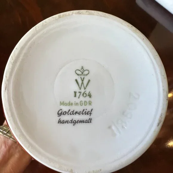 Wallendorf German Porcelain Vase Orange Dragon Vintage Antique - Picture 5 of 6